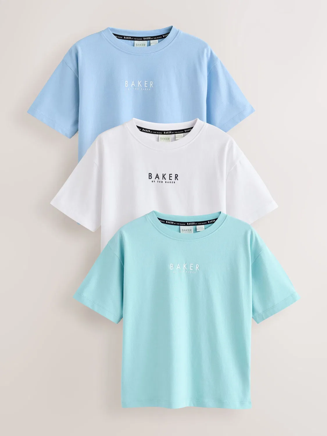 Футболки 3шт, оверсайз Baker by Ted Baker, синий/белый