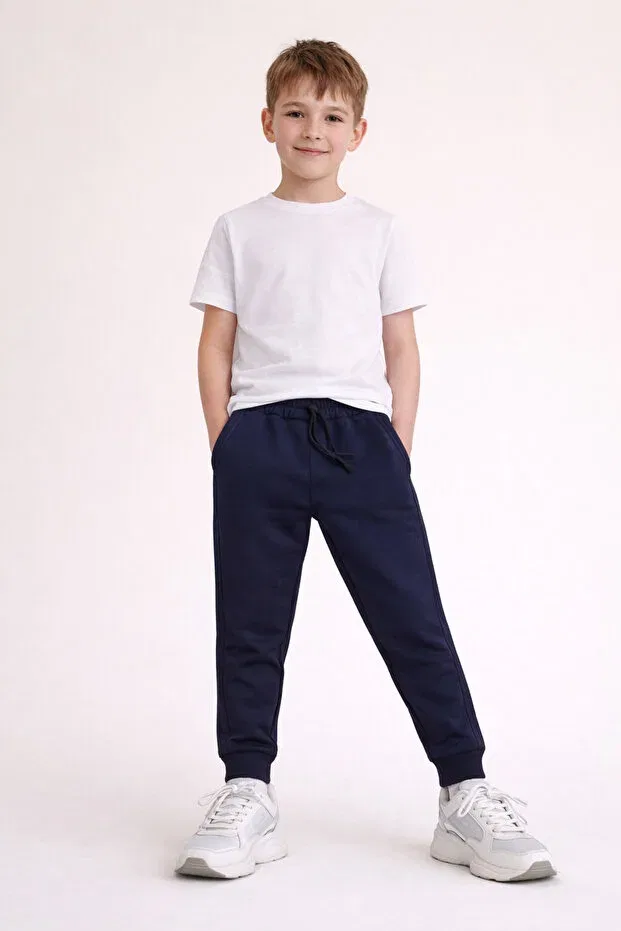 Детские спортивные штаны для мальчиков с утяжкой Çiko Kids, Black-Beige-Navy Blue — фото 3