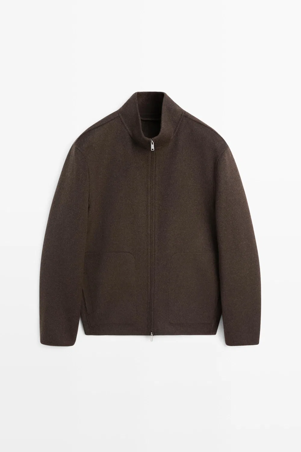 Куртка Massimo Dutti Wool Blend Double Fabric High Neck, коричневый — фото 2