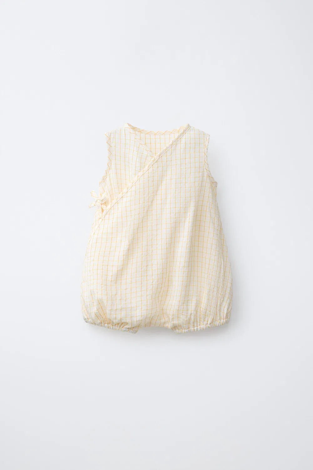 Короткий клетчатый комбинезон из смеси льна ZARA, Yellow