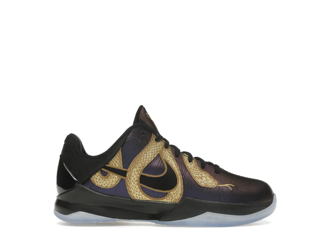 Детские кроссовки для баскетбола с высокой производительностью Nike Kobe 5, Eggplant/Black/Metallic Gold