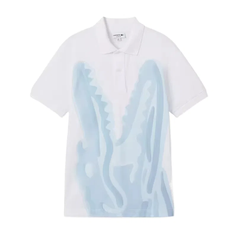 Мужское поло Lacoste, облегающий крой, белый