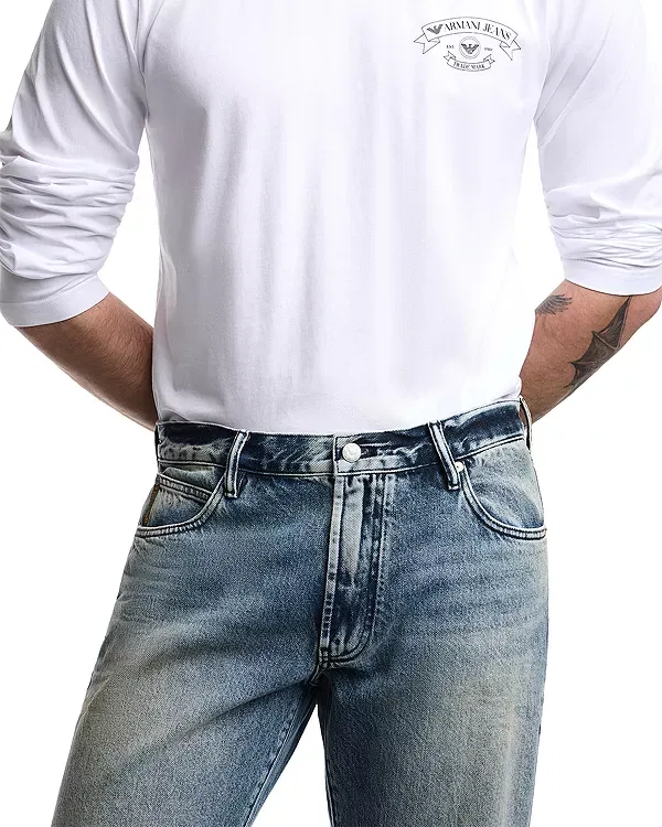 Мужские джинсы с зауженным книзу силуэтом Emporio Armani, Medium Blue Denim — фото 4