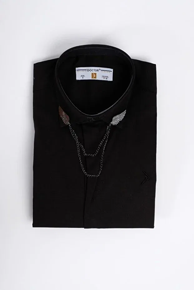 Детская рубашка для мальчиков с длинным рукавом Chain Collar Shirt G-4030 Doctor Junior, Black