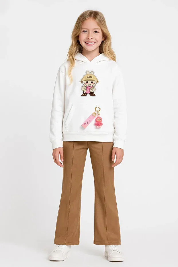 Детское худи для девочек хлопковое Labubu Sweatshirt Escabel, White — фото 2