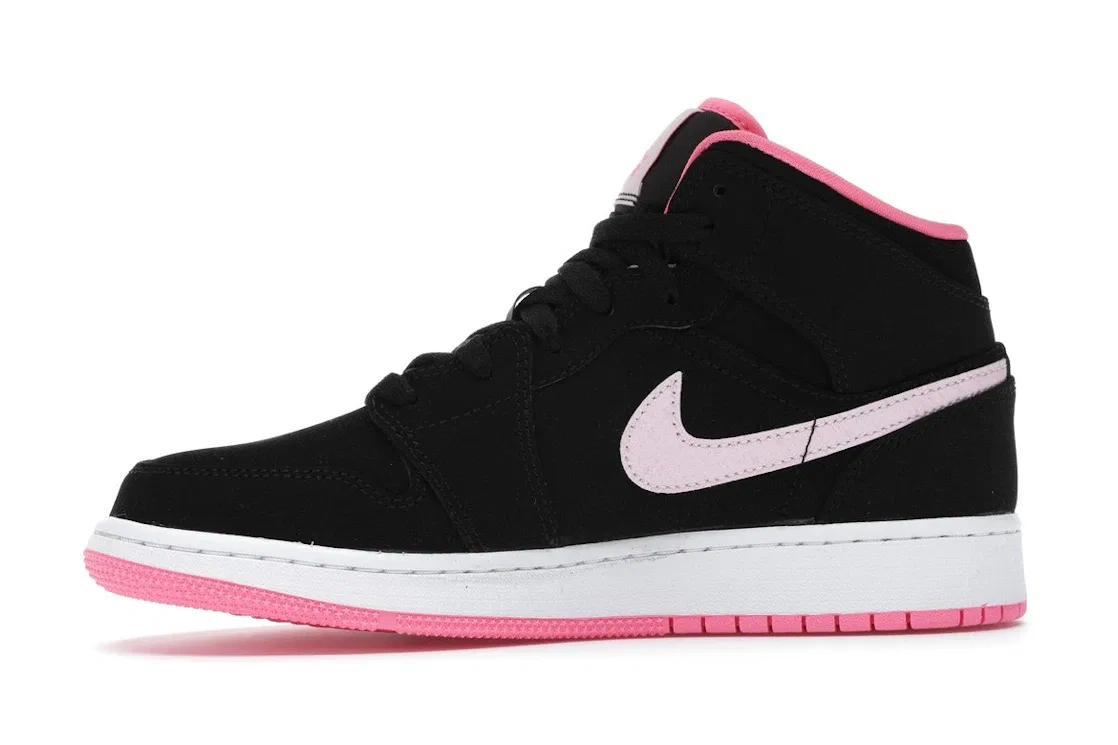 Детские кроссовки с принтом Jordan 1 Mid Jordan, Black/Digital Pink-White-Pink Foam — фото 3