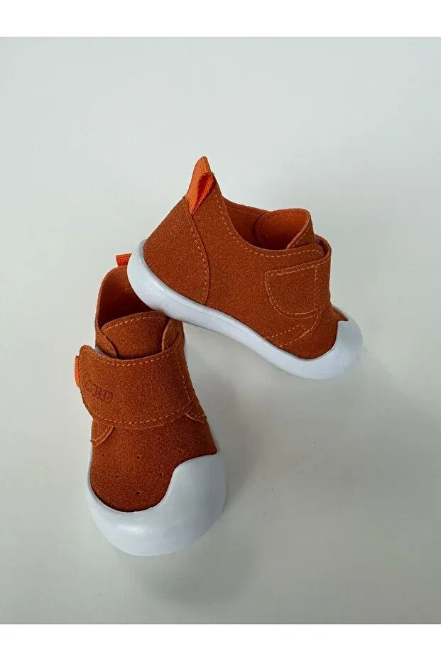 Детские туфли-сандалии на липучке с ортопедической стелькой Macco Shoes, Orange — фото 3