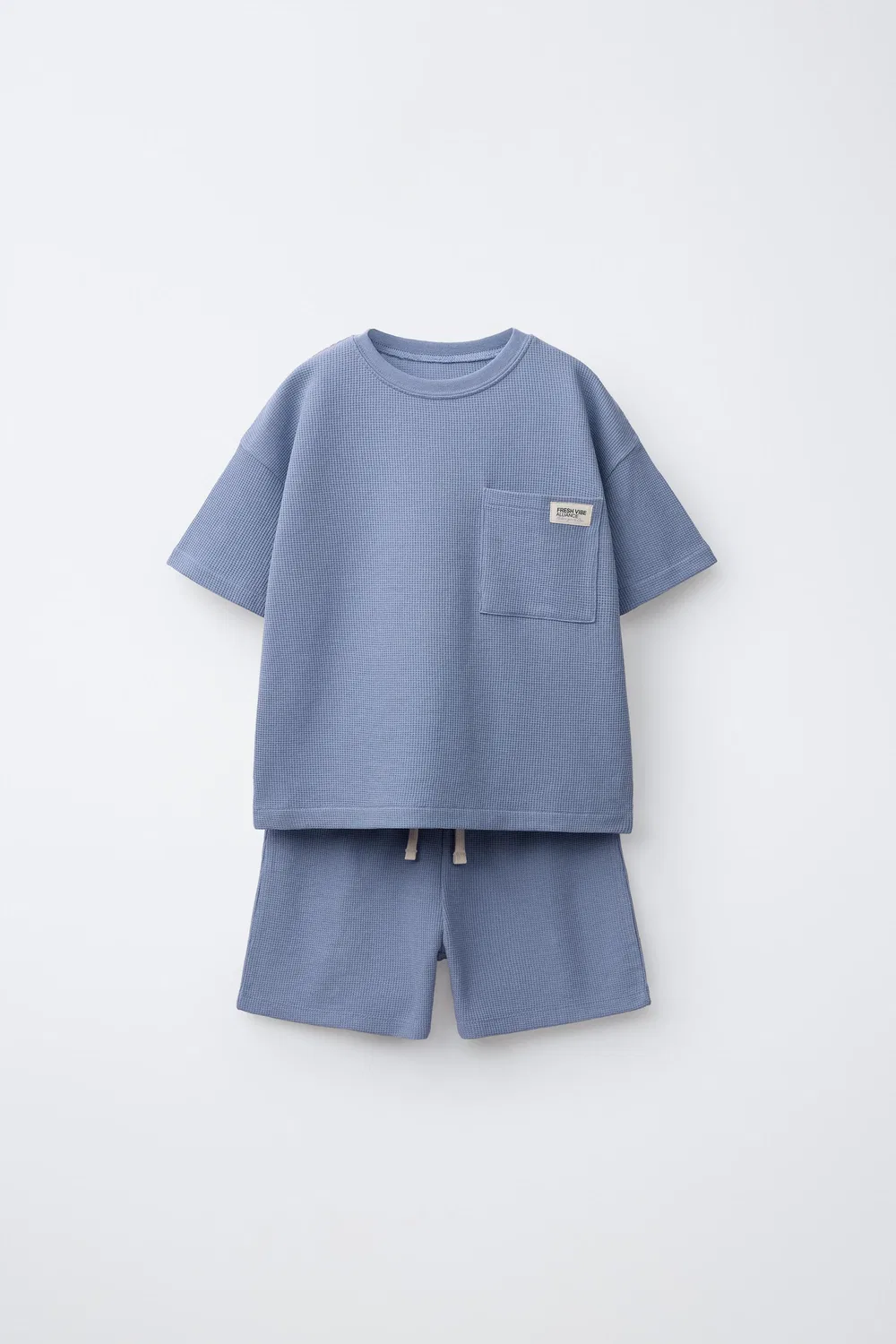 Пижама из вафельной вязки, размер 1,5-6 лет ZARA, Blue