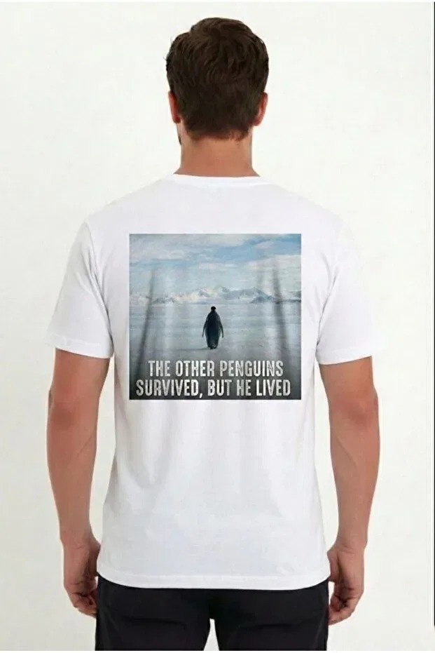 Мужская футболка с принтом Penguin Crew Neck Short Sleeve Summer Vexor, Белая — фото 2