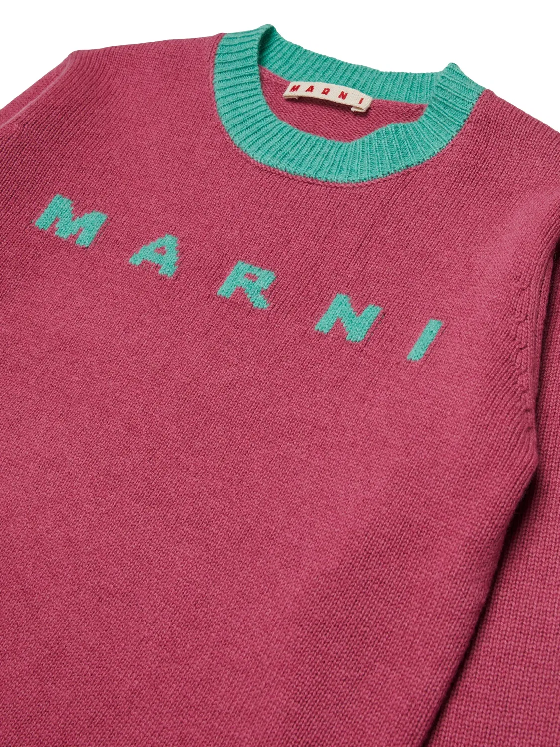 Свитер вязки интарсия с логотипом Marni Kids, розовый — фото 3
