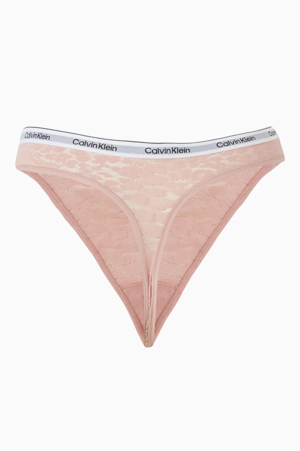 Calvin Klein Трусы-танга с высокой посадкой в леопардовом кружеве, нейтральный — фото 2