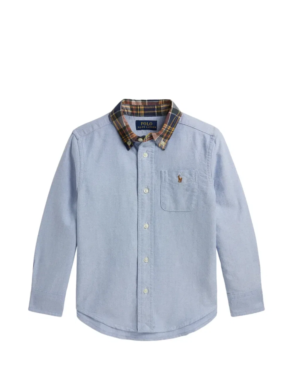 Рубашка с нагрудным карманом и клетчатым воротником Polo Ralph Lauren Kids, синий