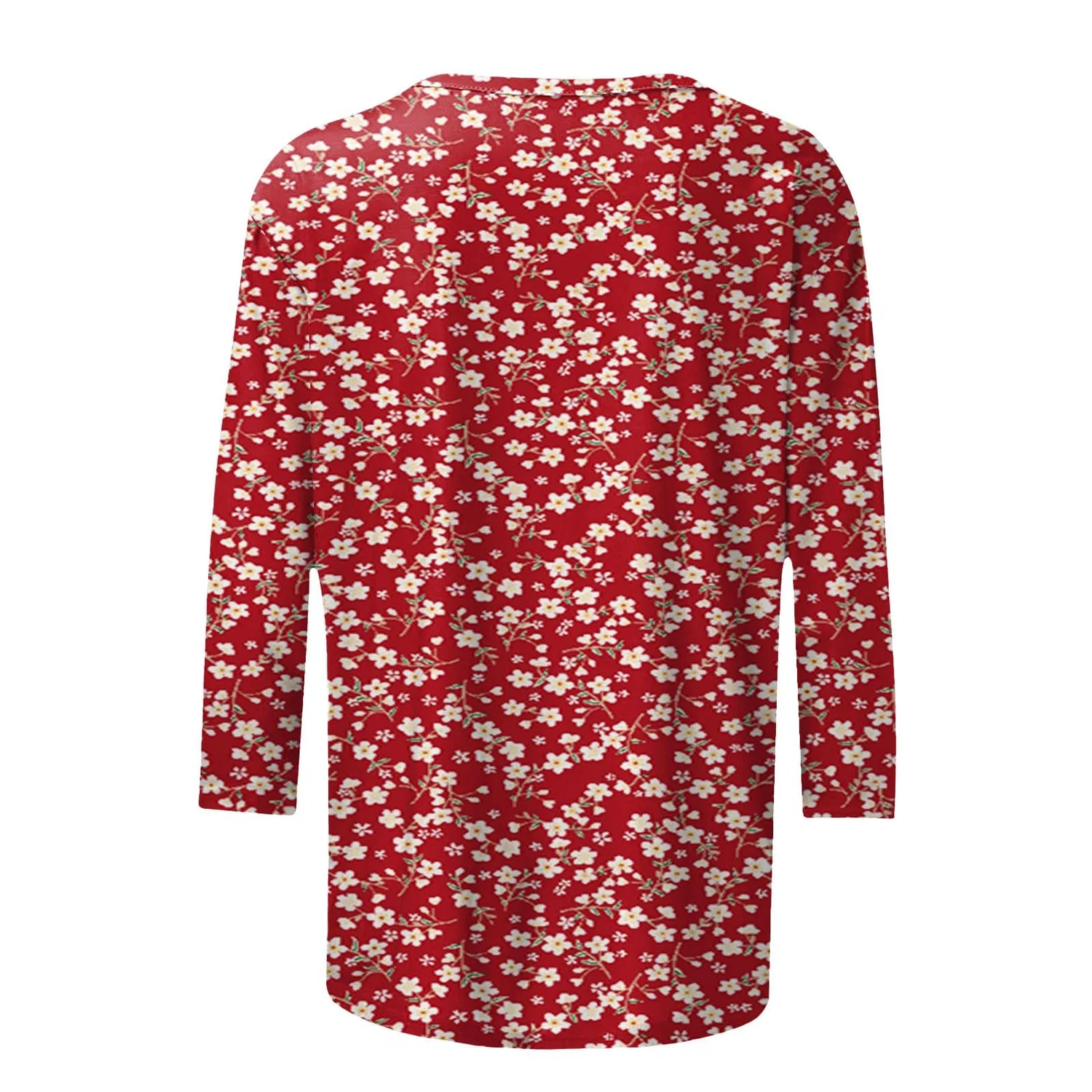 Женская футболка с принтом Plus Size T-Shirts 3/4 Sleeves, Red #1 — фото 4