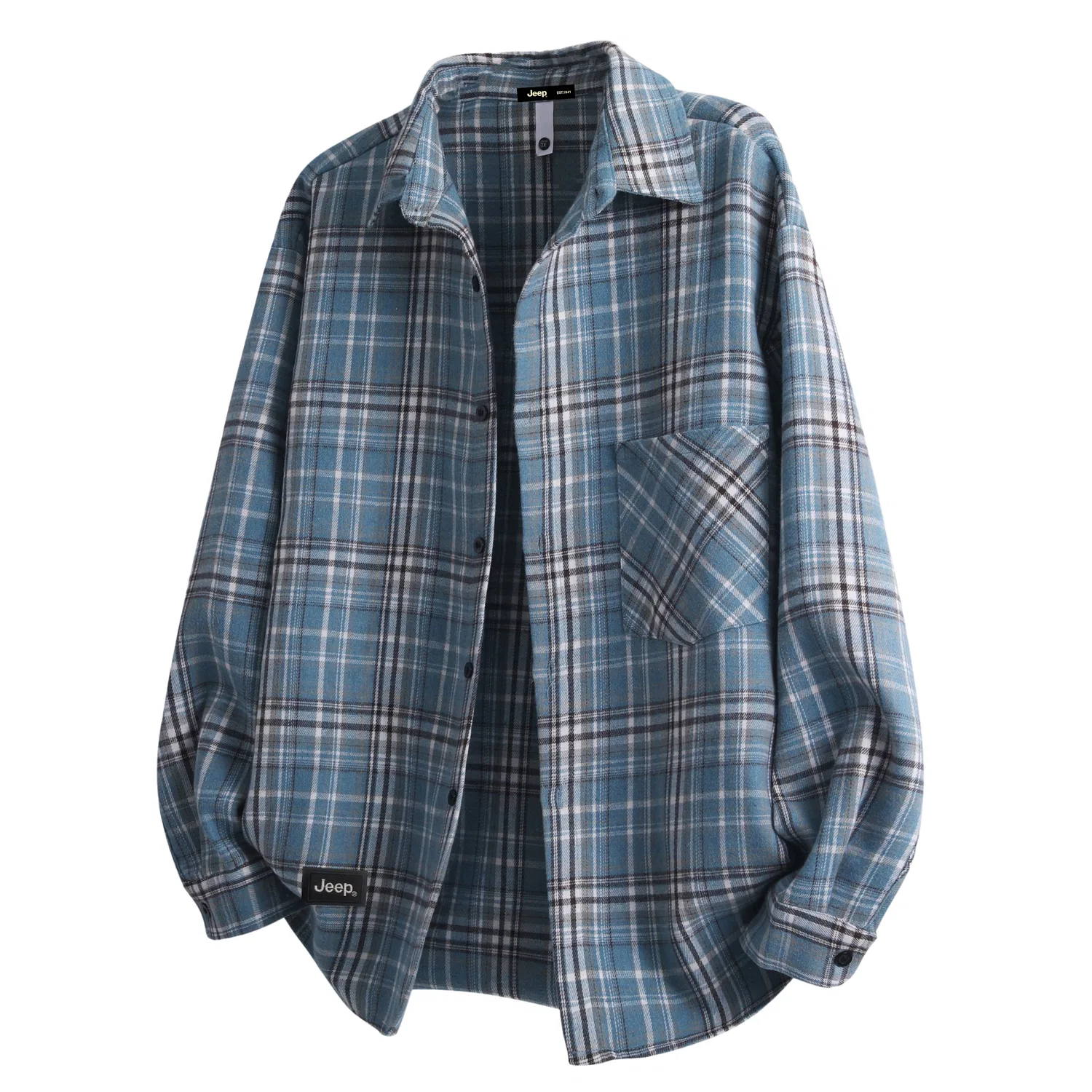 Детская рубашка с воротником Blue Plaid Jeep