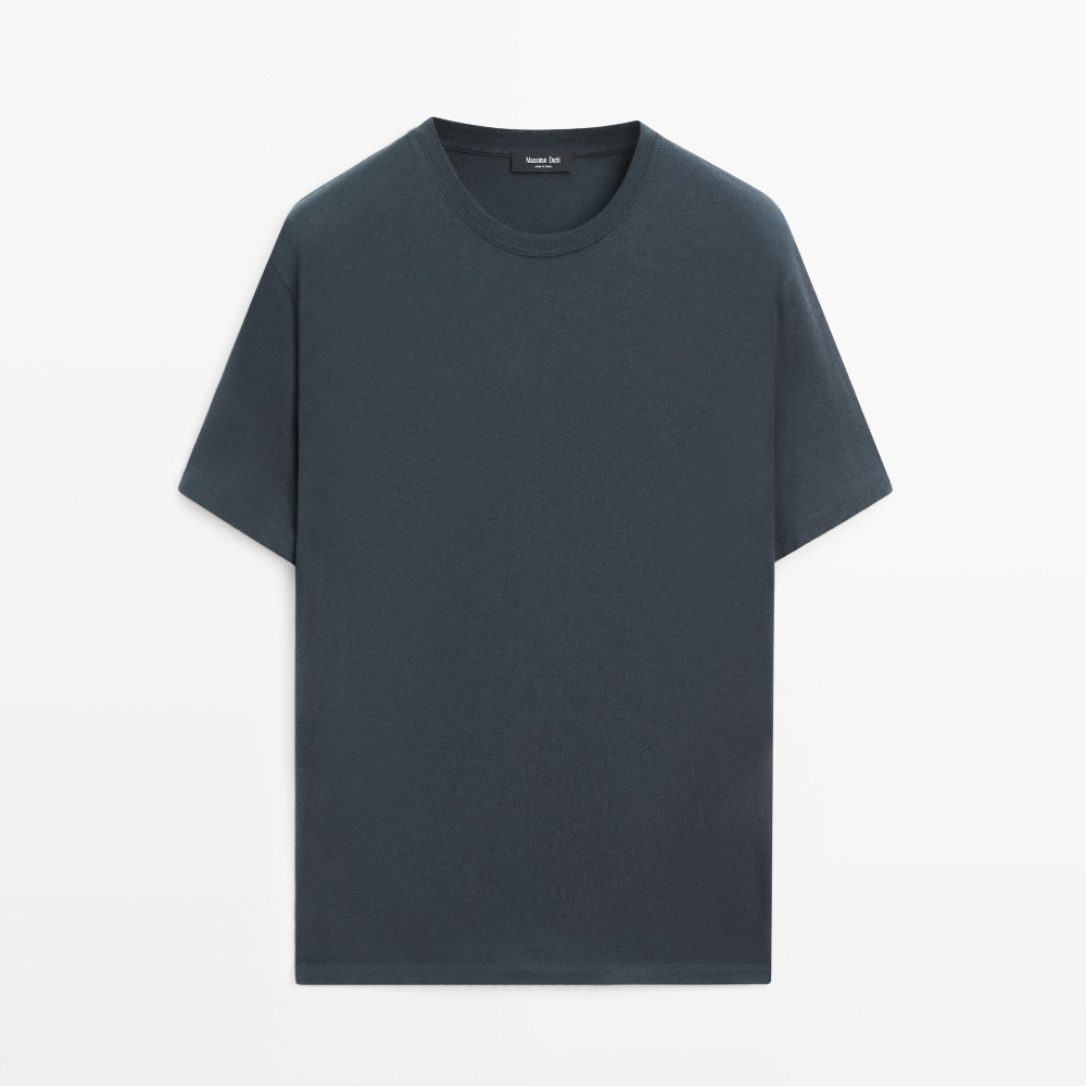 

Футболка Massimo Dutti Short Sleeve Cotton Blend, темный меланж, Серый, Футболка Massimo Dutti Short Sleeve Cotton Blend, темный меланж