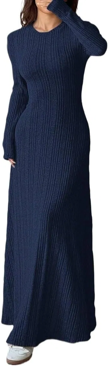 Женское платье A-силуэта с круглым вырезом Casual, Navy Blue — фото 4