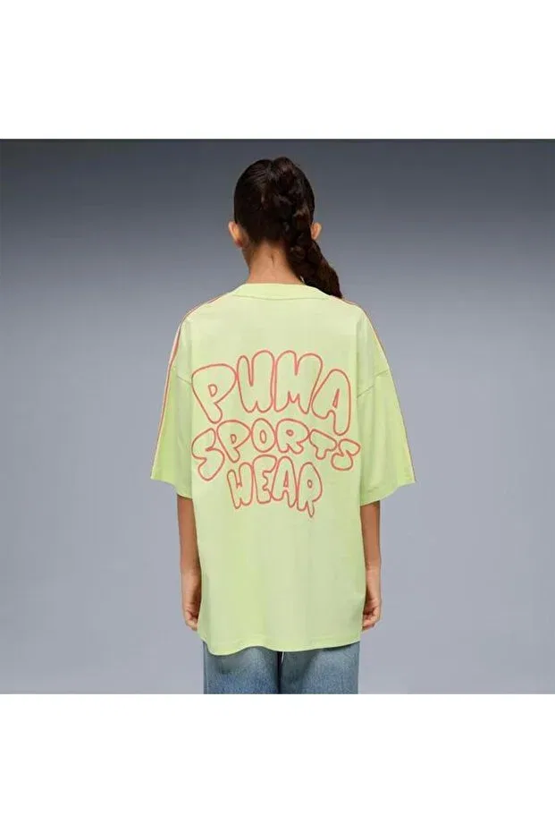 Детская футболка с принтом Oversized Graphic Puma, Green — фото 2