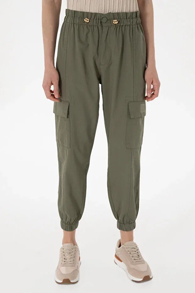 Женские брюки-джоггеры хлопковые U.S. Polo Assn., Dark Khaki — фото 2