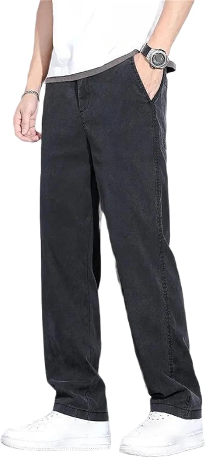 Джинсы, свободные прямые, Men’s Spring Fall, Black Gray9