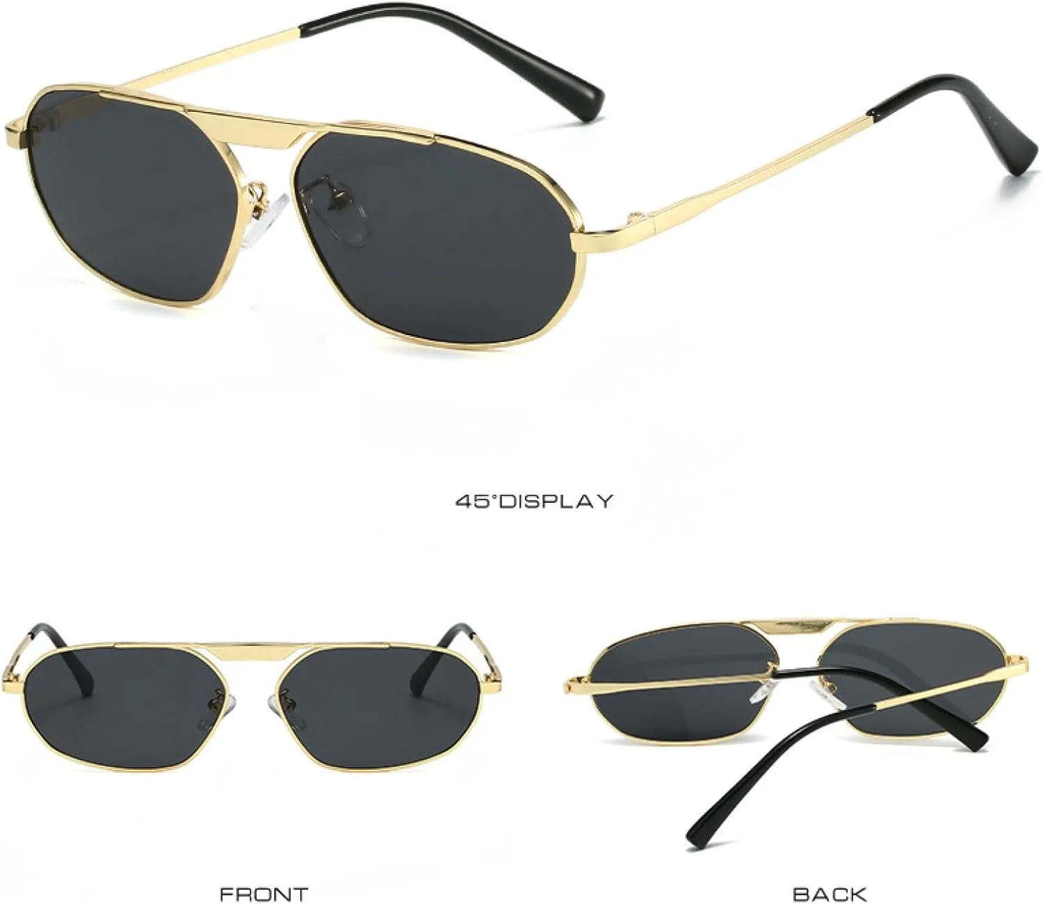 

Ретро-солнцезащитные очки в форме неправильного многоугольника из металла для женщин, модные мужские солнцезащитные очки UV400 в стиле панк VFDHN, Black Champagne