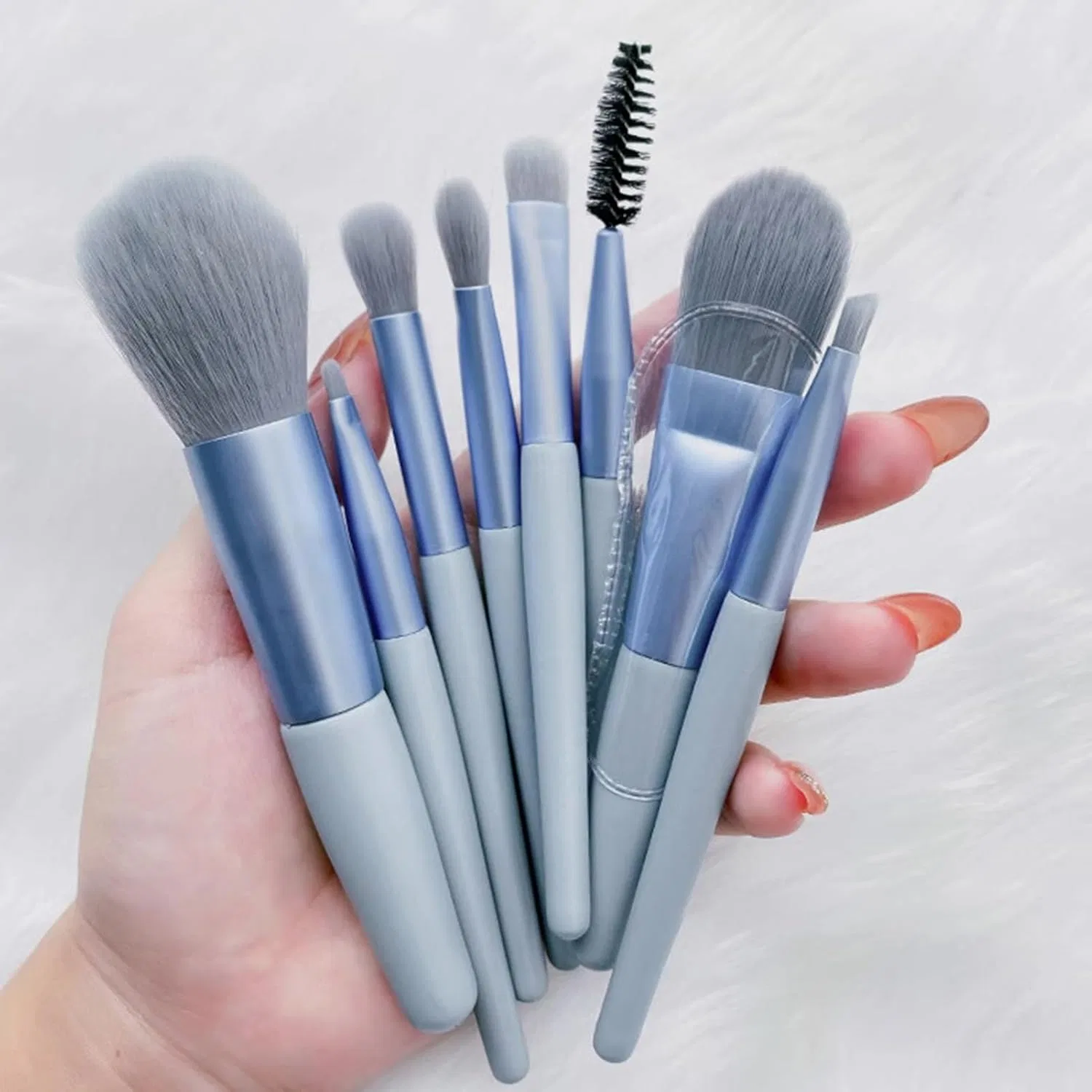 Набор кистей для макияжа, 8 шт, Synthetic Fiber, 9 см, Blue Ulafbwur — фото 3