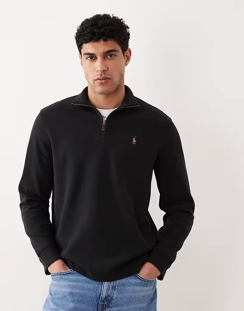 Свитер с логотипом и застежкой-молнией до середины груди Polo Ralph Lauren, черный
