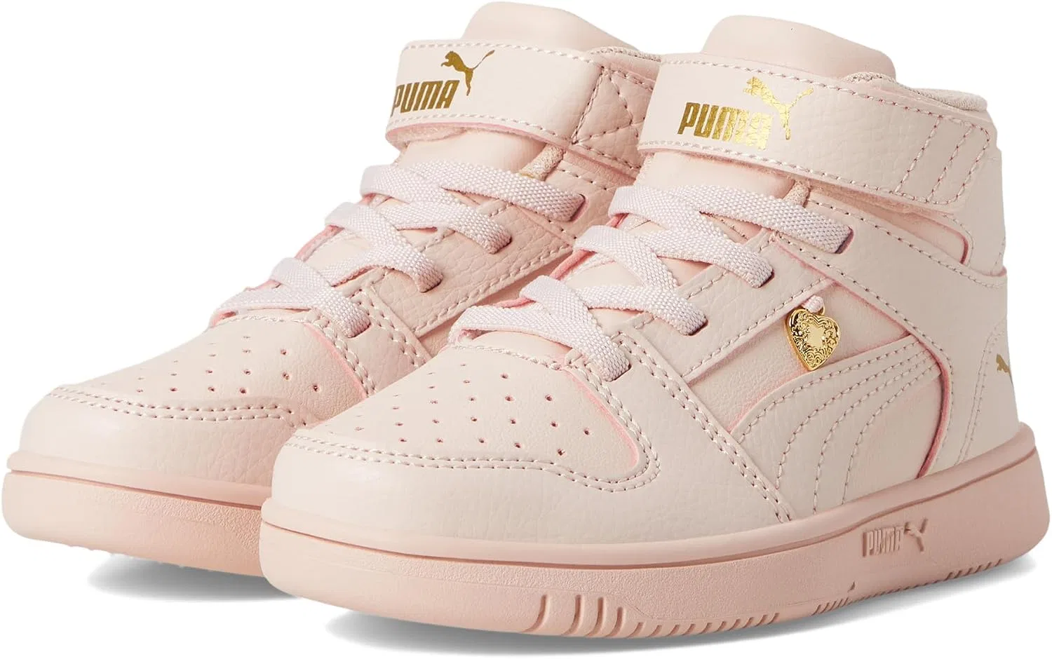 Детские кроссовки для девочек Rebound Layup Mid PUMA, Island Pink/Gold — фото 2