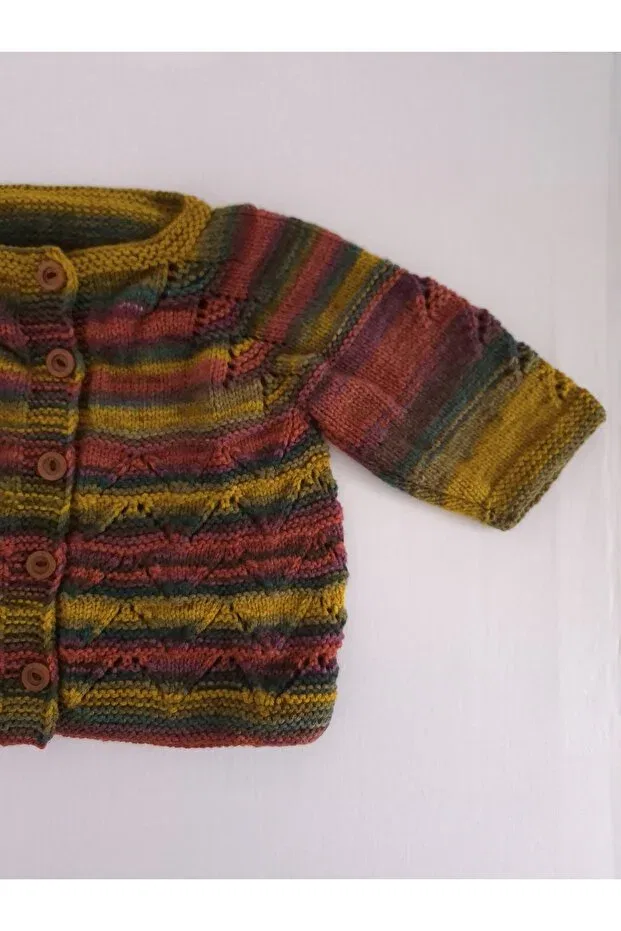 Детский кардиган для девочек хлопковый Hand Knitted Baby Cardigan Pina Hediyelik Aksesuar, Dark Brown — фото 2