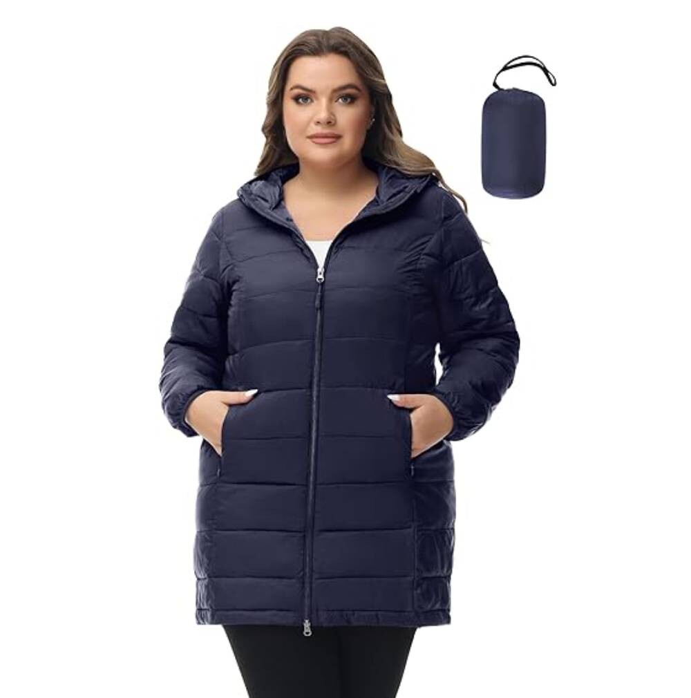 

Пуховик с капюшоном Royal Matrix Plus Size, темно-фиолетовый