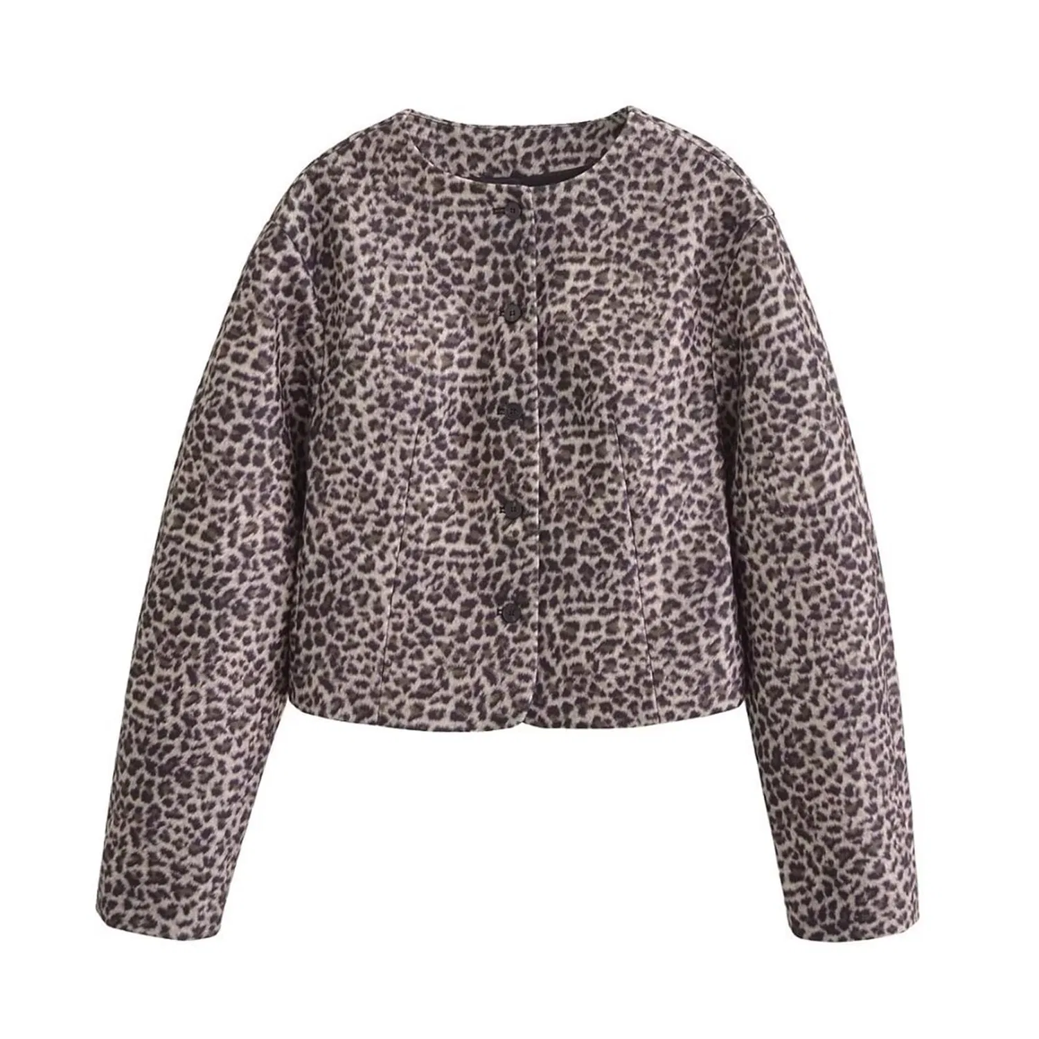 Женский жакет с принтом Leopard Button Short Jacket, 2