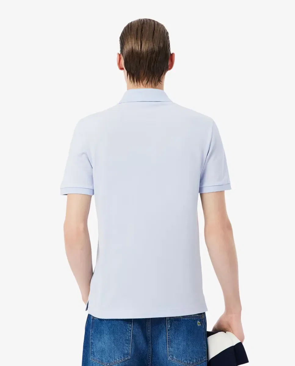 Поло Lacoste мужское с коротким рукавом, хлопковое пике, Azul Claro — фото 2