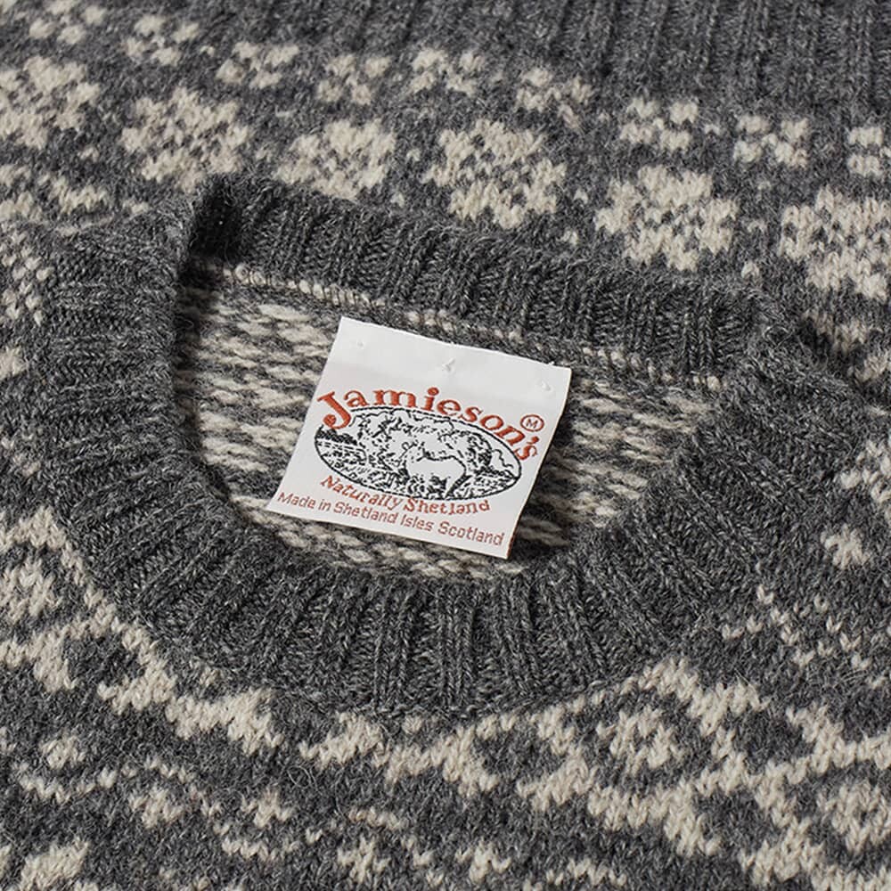 

Джемпер Jamieson's of Shetland Snowflake Fair Isle Crew Knit, Серый, Джемпер Jamieson's of Shetland Snowflake Fair Isle Crew Knit