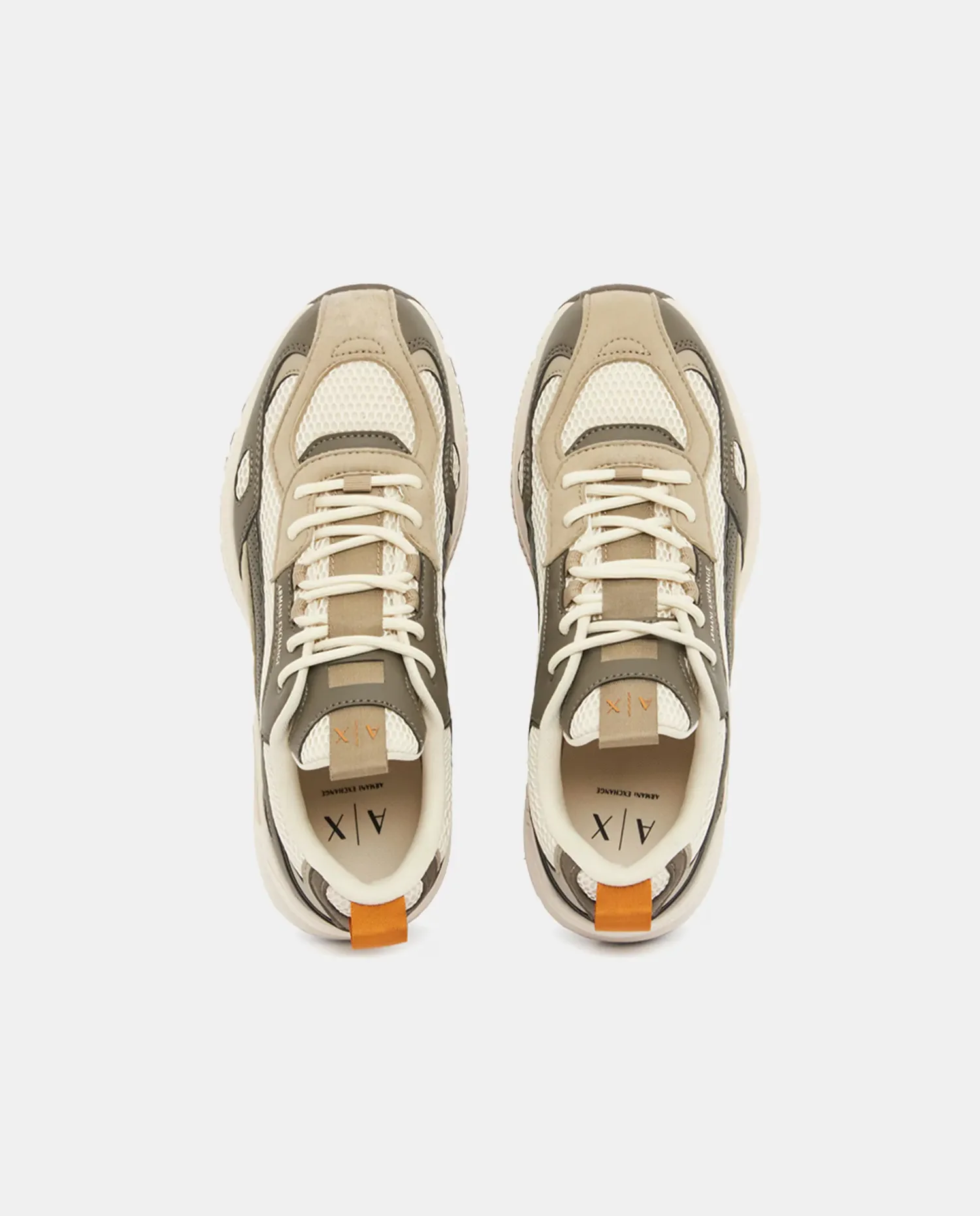 Мужские кроссовки Speed из ткани с эффектом мецкаля Armani Exchange, бежевый — фото 2