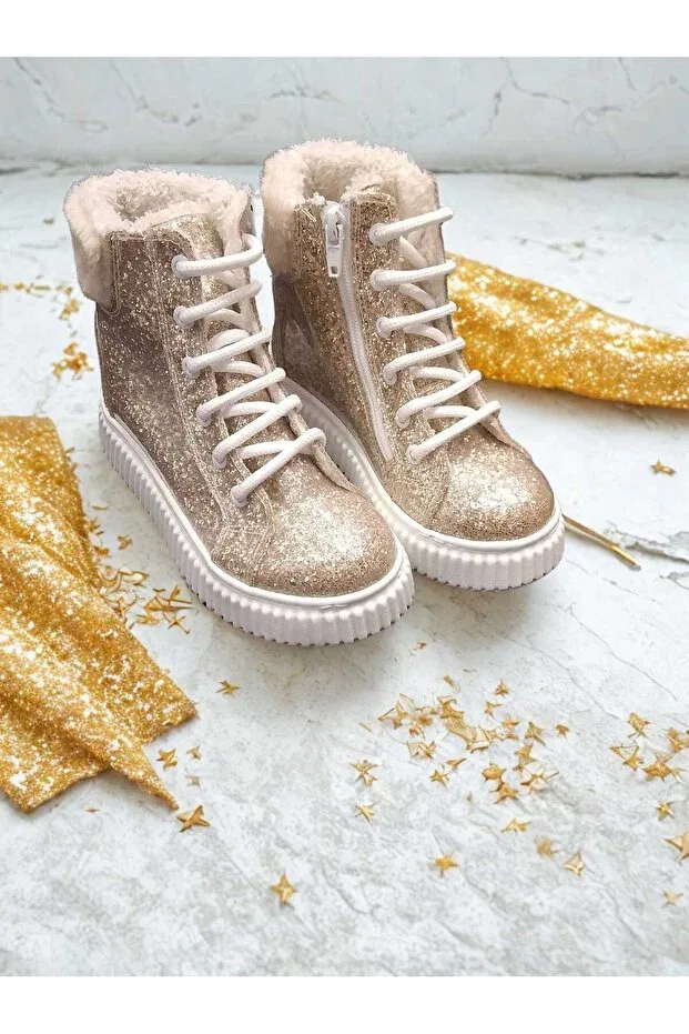 Детские ботинки для девочек водоотталкивающие Star Pearl Kids, Gold — фото 2