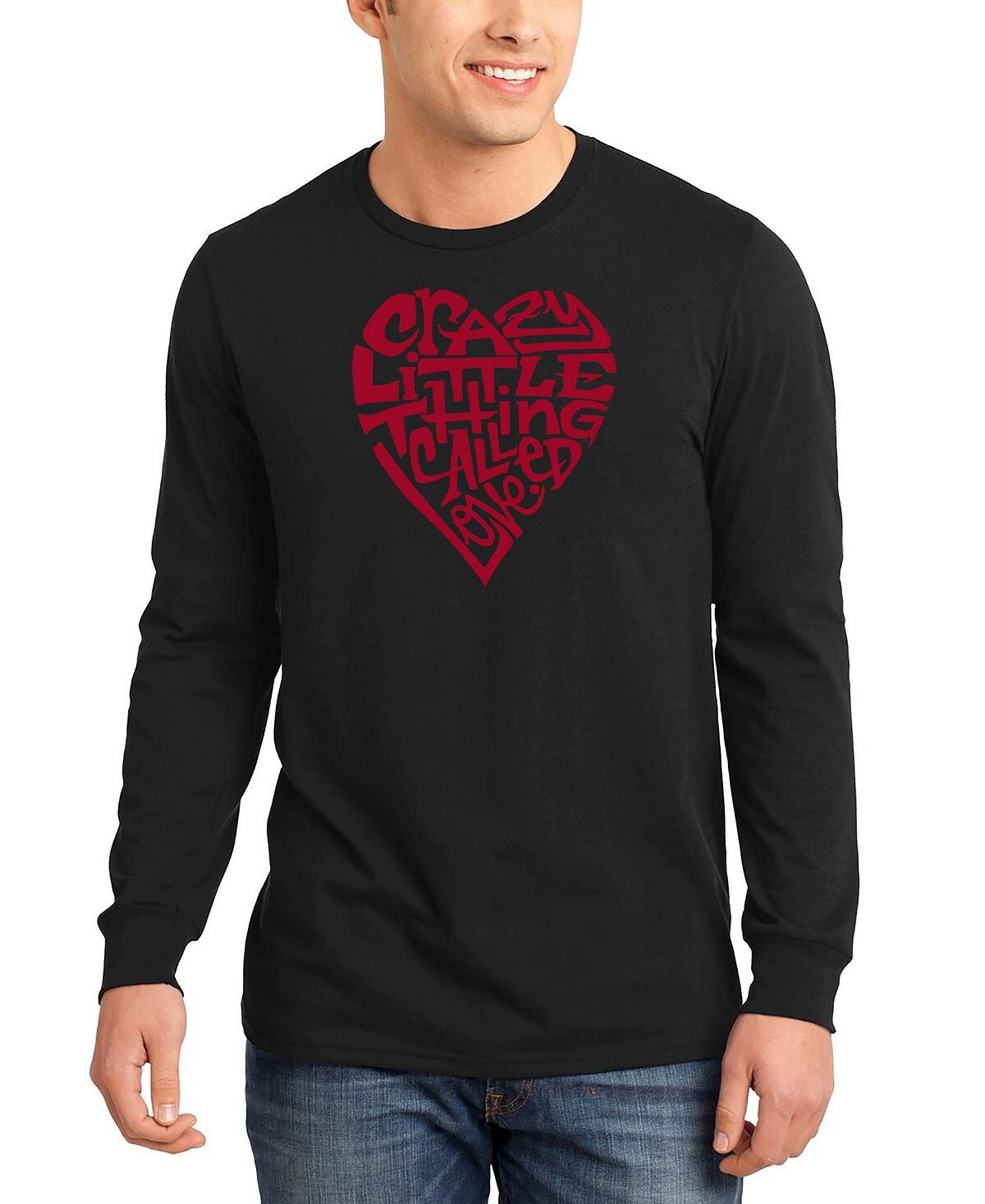 

Мужская футболка с длинным рукавом crazy little thing called love word art LA Pop Art, черный