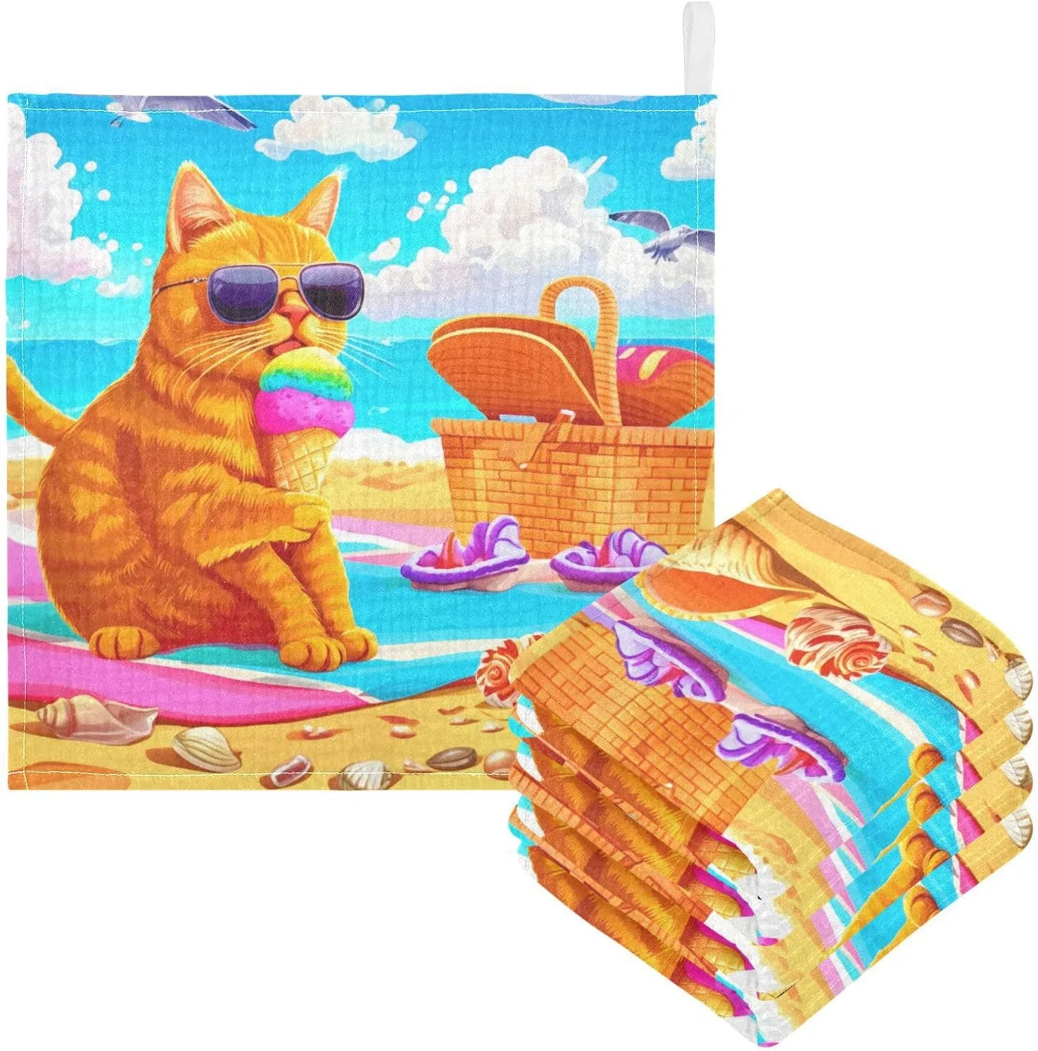 Детские мочалки с солнцезащитными очками, JUMBEAR, 5 штук, 30x30 см — фото 2