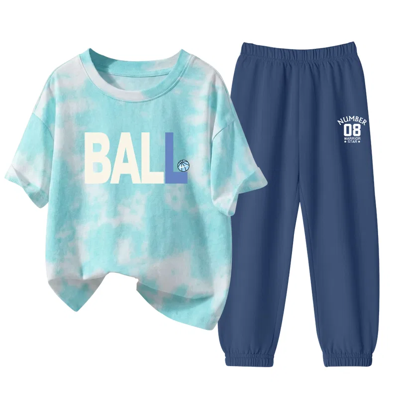 Детский спортивный комплект с принтом Basketball Letter Lake Blue/H Basketball Letter-Navy Blue/H08K WARRIOR