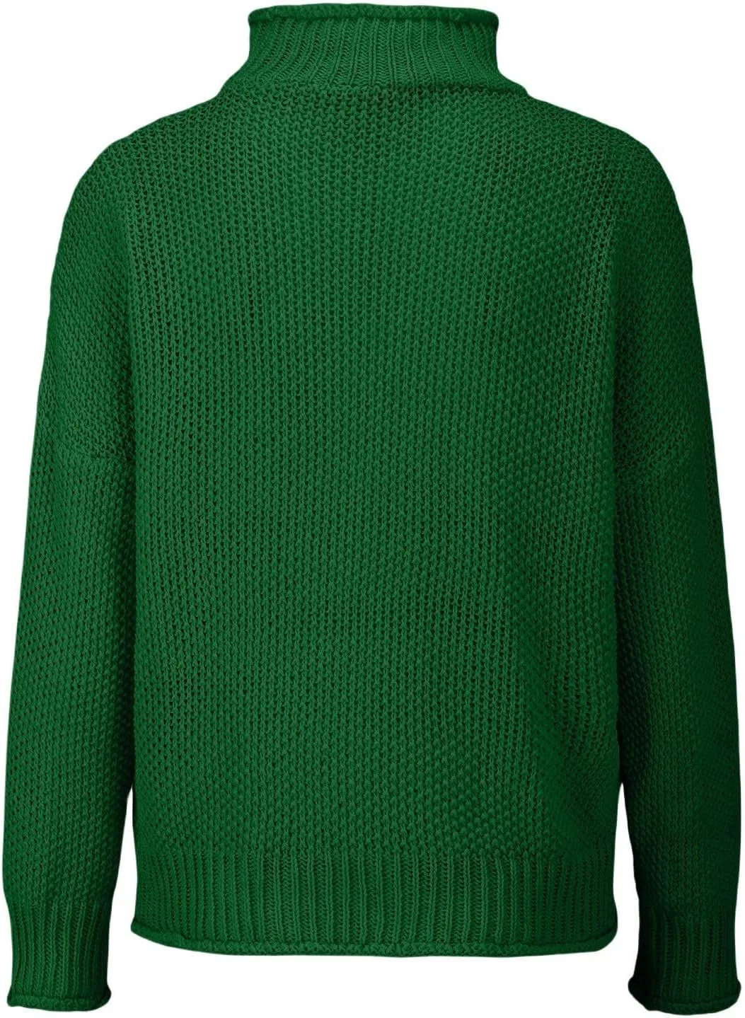 Женский свитер оверсайз с высоким воротом и длинным рукавом, модель Batwing, цвет Green — фото 4