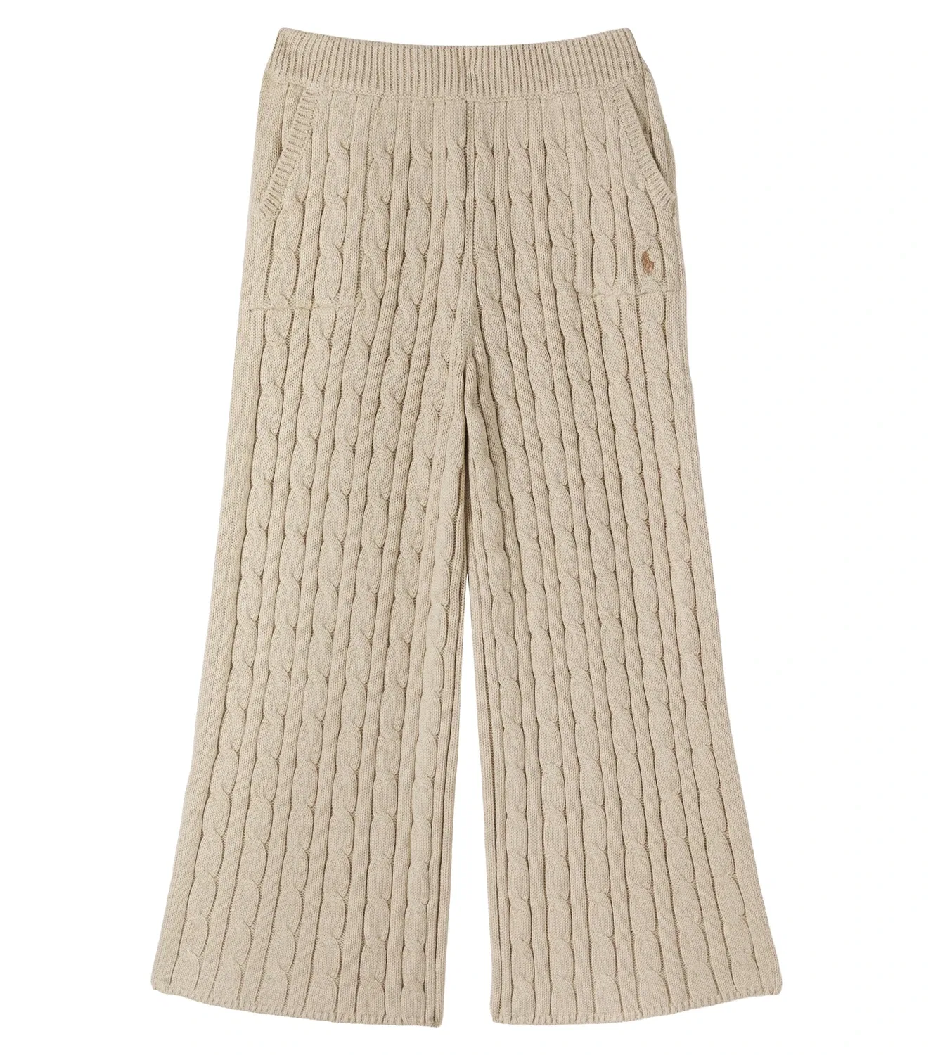 Вязаные хлопковые брюки Polo Ralph Lauren Kids, бежевый