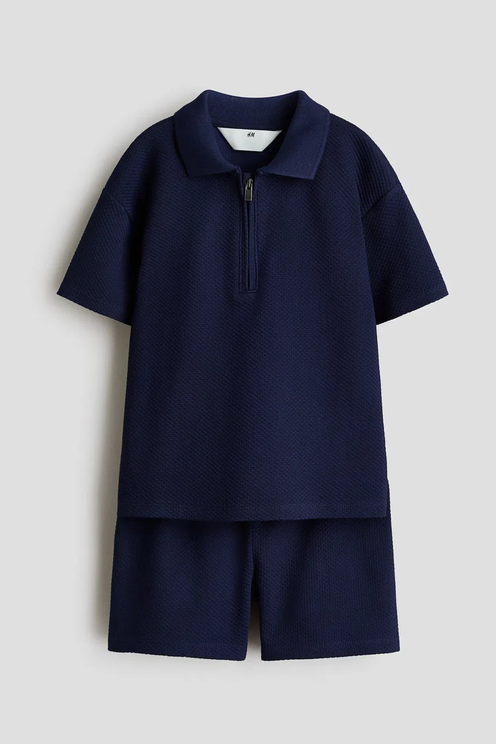 Комплект из двух предметов, изготовленный из фактурного трикотажа H&M, Marineblau — фото 4
