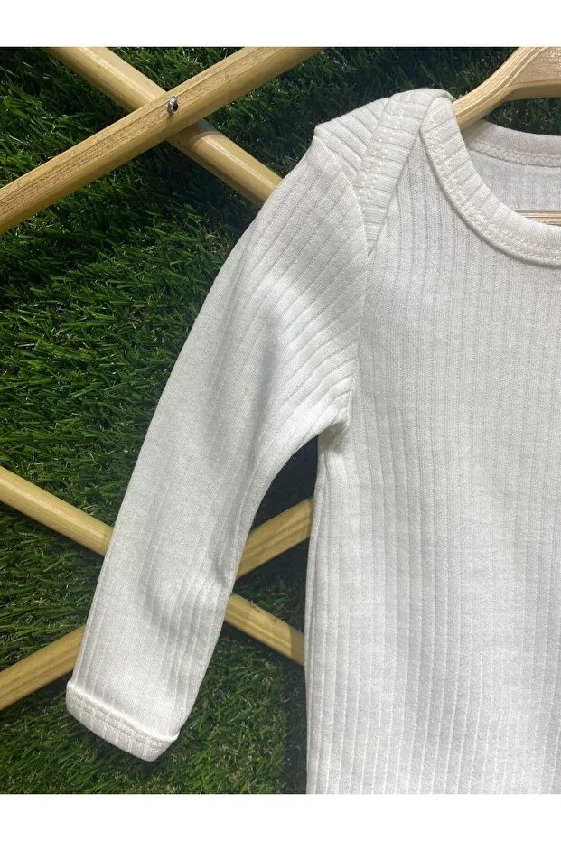 Детское боди для новорожденных с длинным рукавом Printed baby bady long sleeve Miniloppoo, Ecru-White — фото 2