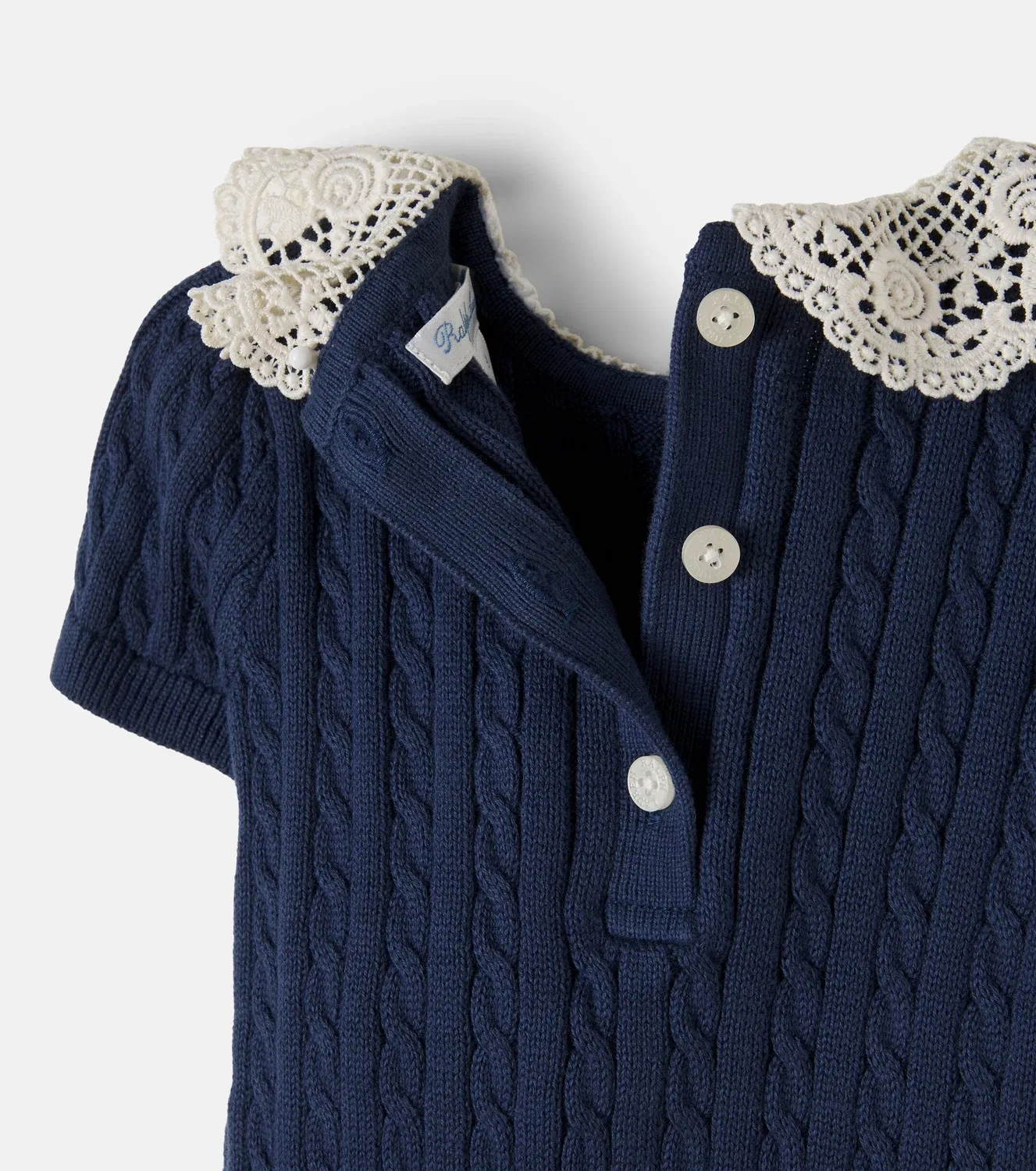 Нарядное платье из плиссированного хлопка Polo Ralph Lauren Kids, синий — фото 4