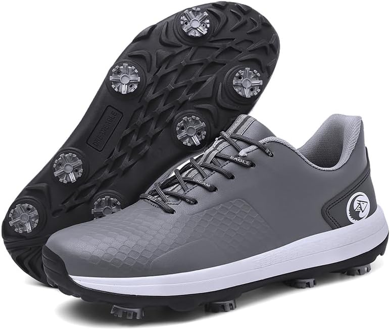 

Водонепроницаемые мужские гольф туфли Профессиональные мужские спортивные кроссовки для гольфа с шипами, мужская обувь для гольфа с 8 шипами, кроссовки для ходьбы по траве Qz-Itry, серый