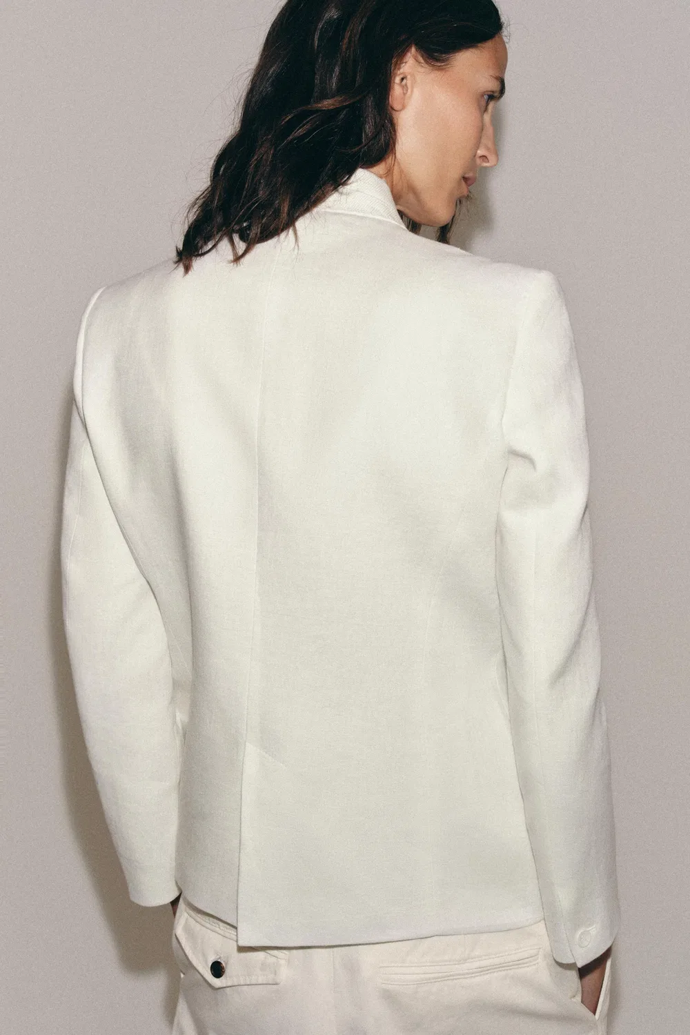 Блейзер из 100% льна, коллекция ZW ZARA, White — фото 3