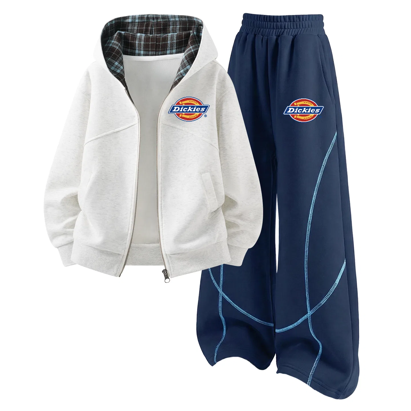 Детский комплект из худи и брюк с принтом Says Pixel K Dickies, White Heather Gray/Navy Blue