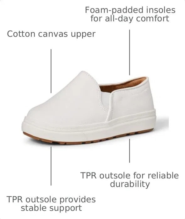 Детские кеды-слипоны из холста для девочек Amazon Essentials, White Canvas — фото 2