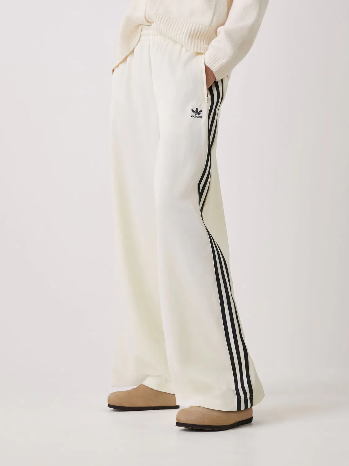 Джоггеры широкие, Adicolor Satin, adidas Originals, белый