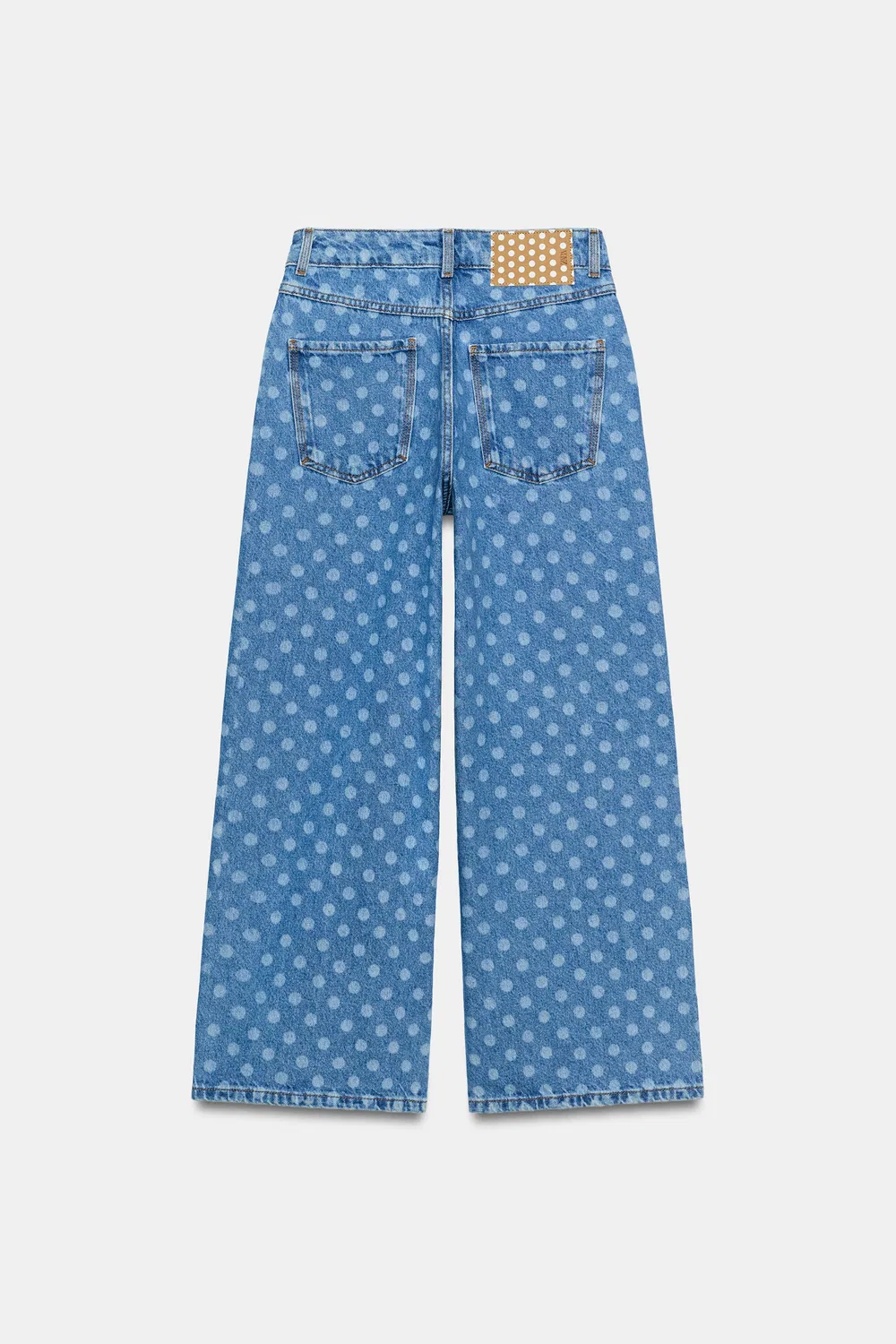 Z1975 Брюки-кюлоты с высокой талией в горошек ZARA, Mid-blue — фото 3