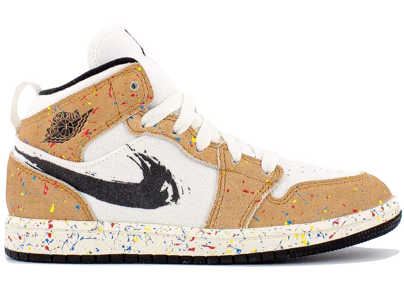 Детские кроссовки Lifestyle с принтом Jordan 1 Mid SE Jordan, Sail/Cider/Chile Red/Black