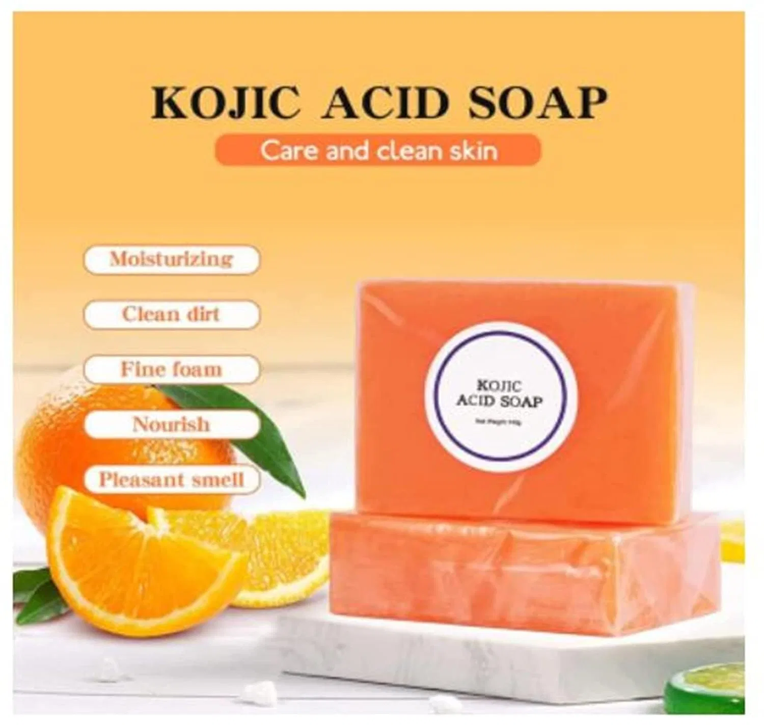 Мыло для лица и тела Orange Kojic Acid Soap, Lovelycat, 1 г, Белый — фото 2